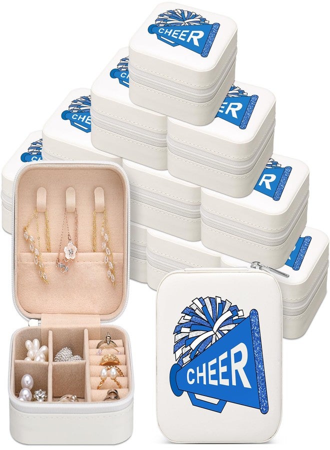 Cosblank 12 Pcs Cheer Team Gifts Bulk Cheerleader Jewelry Box Travel Jewelry Case Organizer for Team Inspirational Gift Cheer Accessories for Teammates(Blue) - Image 1